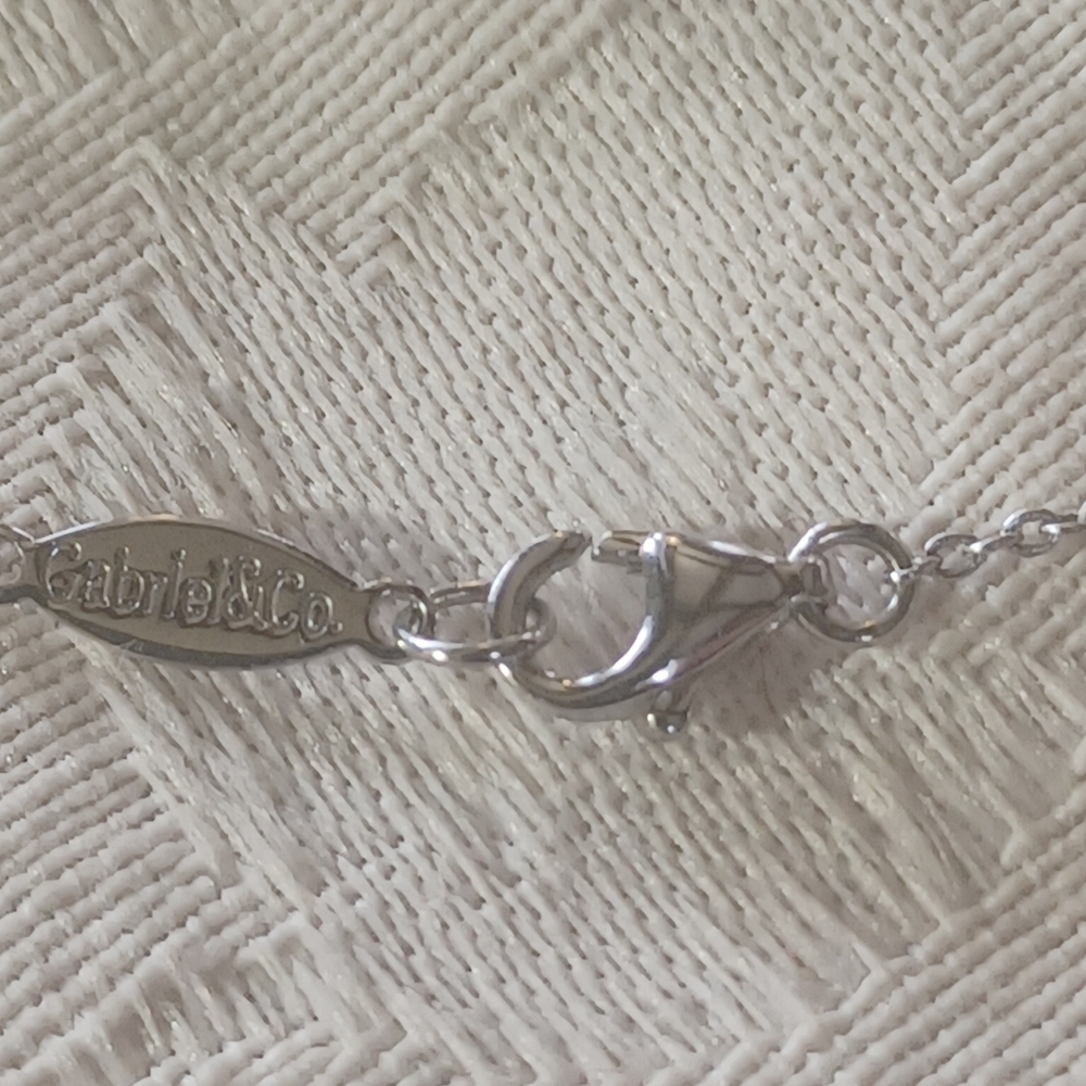 Gabriel & Co Square Necklace, White Sapphire, SS, 17 Inches - Picture 6 of 7